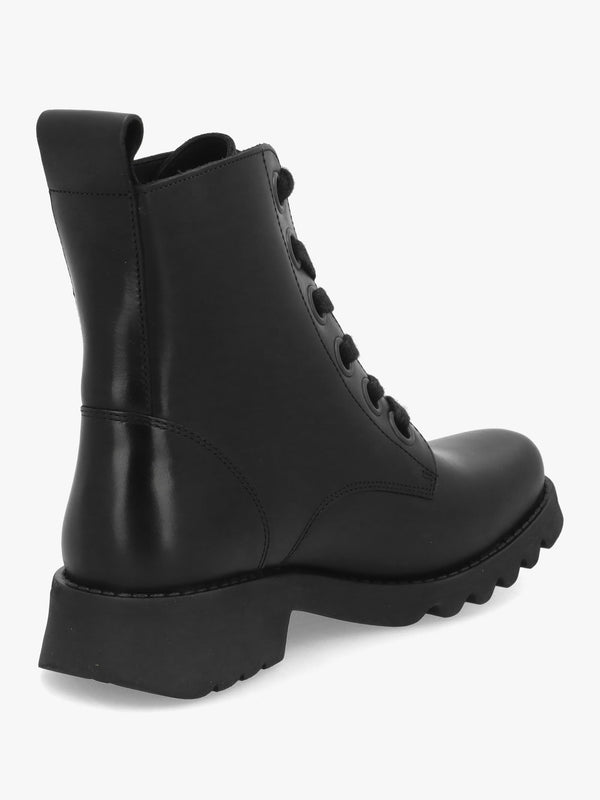 Ramy Black Leather Lace Up Ankle Boots
