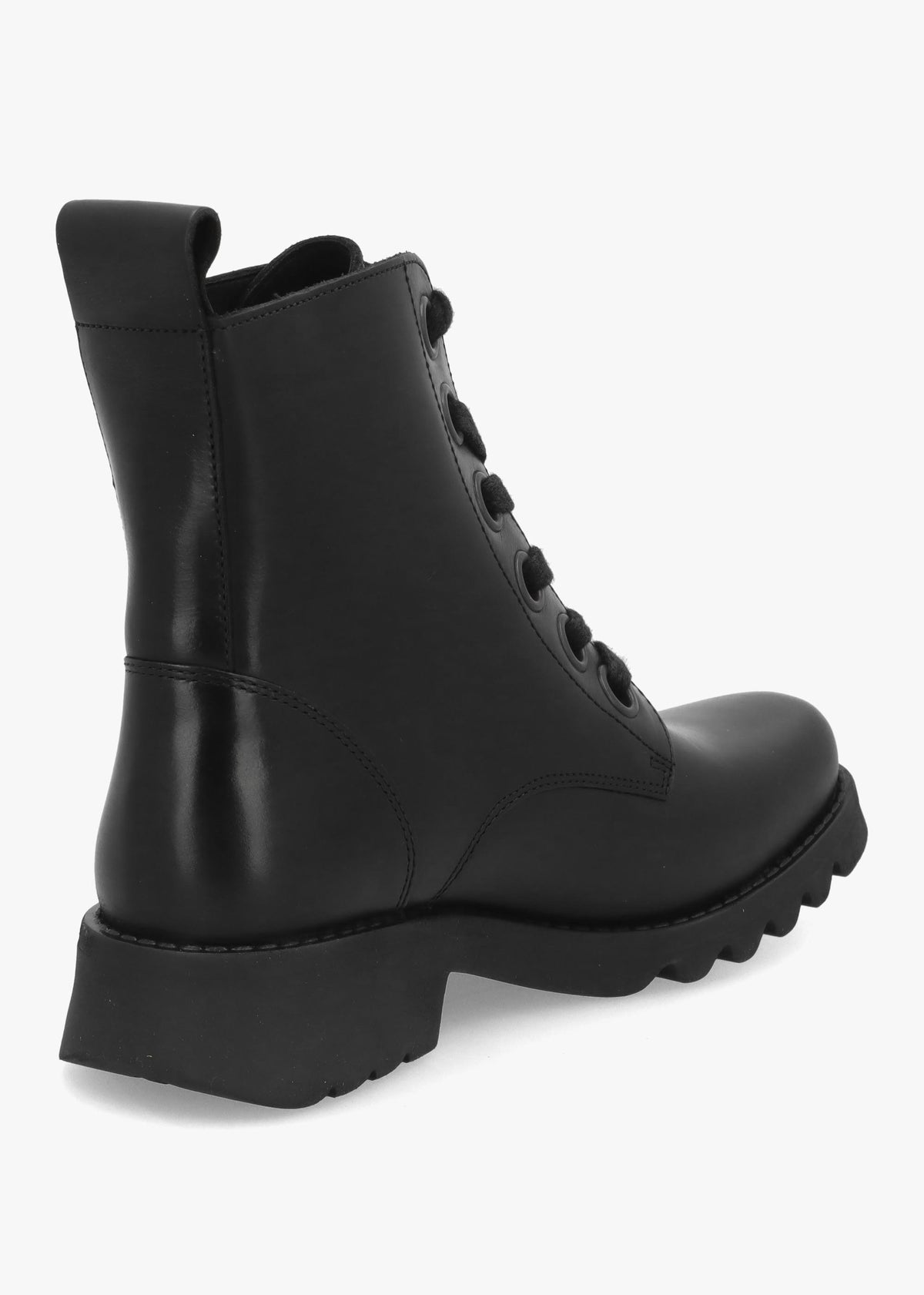 Ramy Black Leather Lace Up Ankle Boots