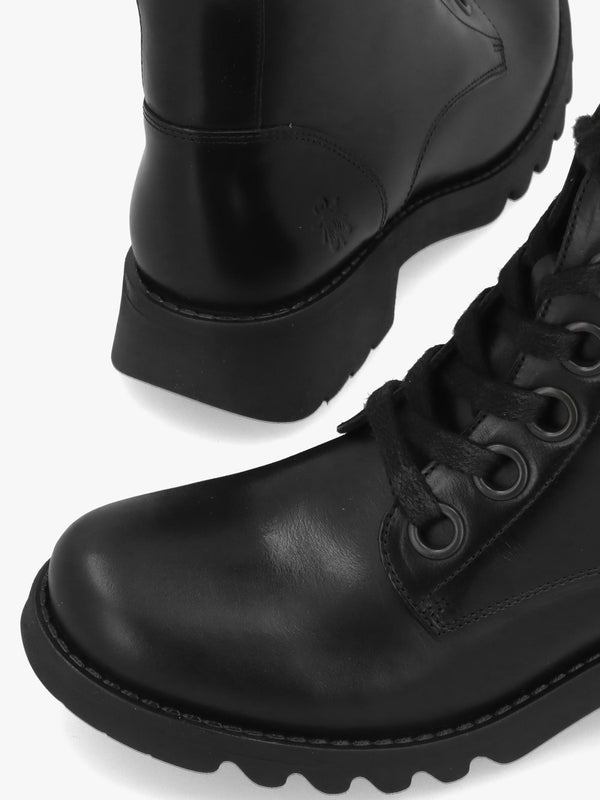 Ramy Black Leather Lace Up Ankle Boots