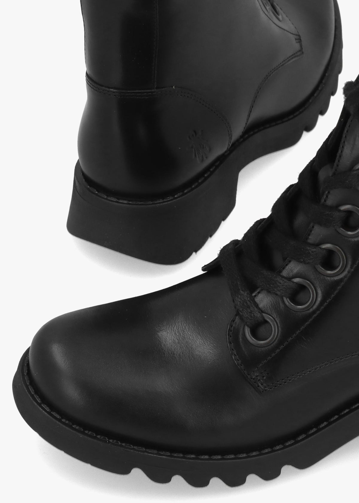 Ramy Black Leather Lace Up Ankle Boots