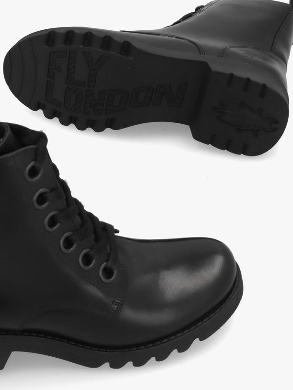 Ramy Black Leather Lace Up Ankle Boots