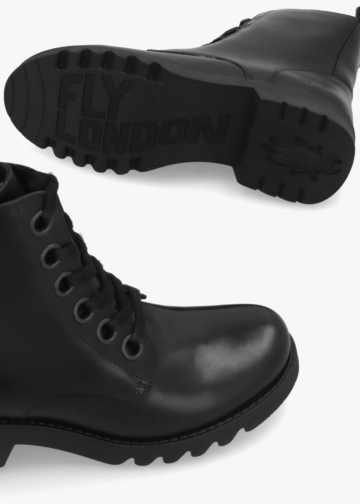Ramy Black Leather Lace Up Ankle Boots