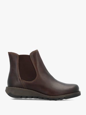 Salv Dark Brown Leather Wedge Chelsea Boots
