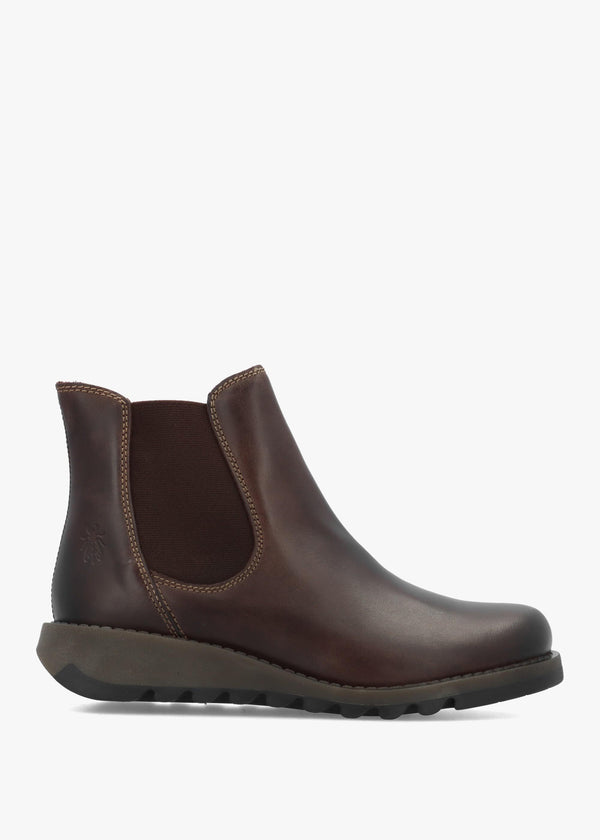 Salv Dark Brown Leather Wedge Chelsea Boots