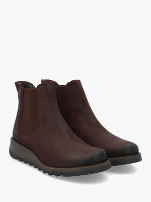 Fly London Salv Expresso Antique Leather Wedge Chelsea Boots
