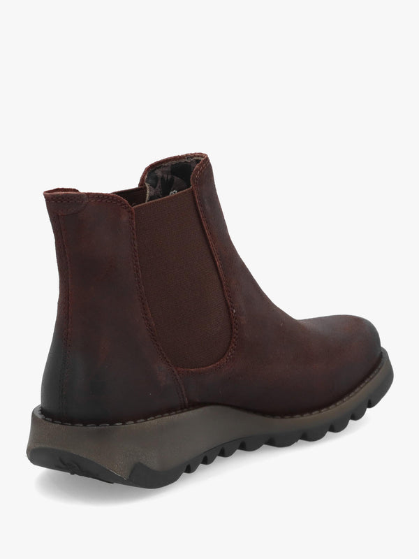 Fly London Salv Expresso Antique Leather Wedge Chelsea Boots