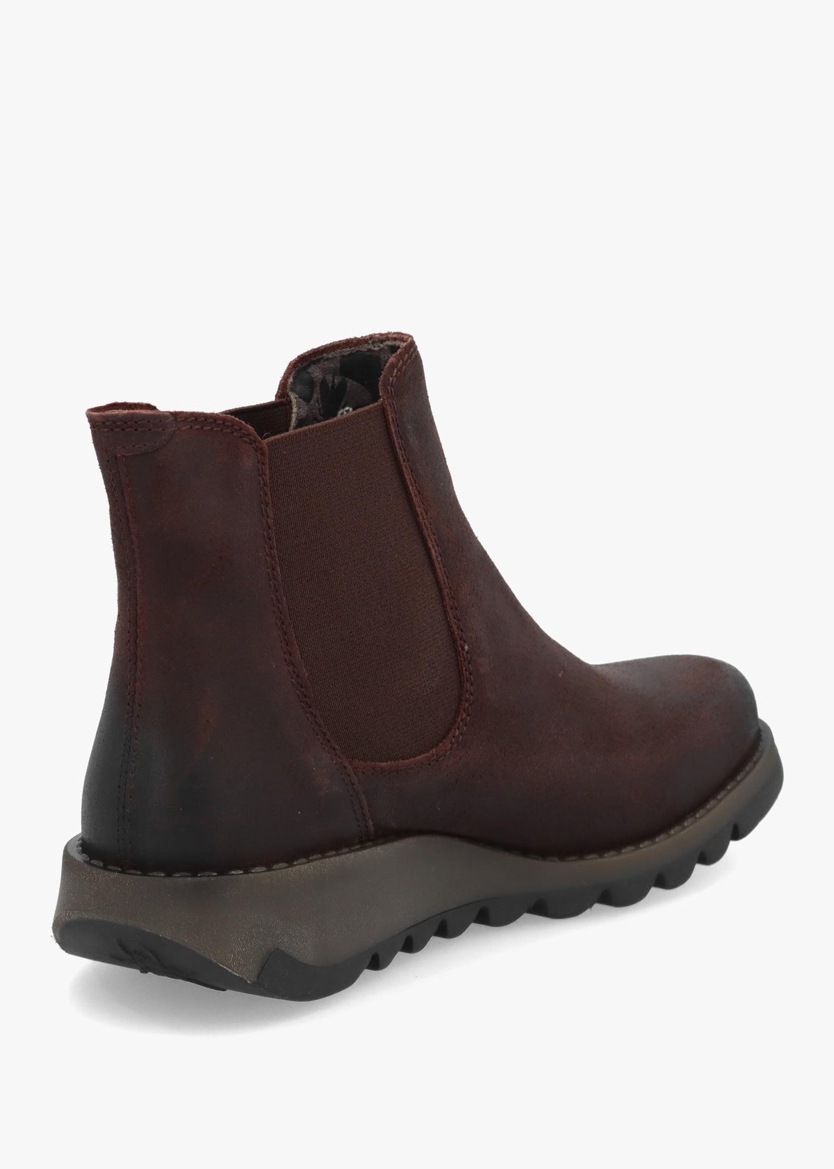 Fly London Salv Expresso Antique Leather Wedge Chelsea Boots
