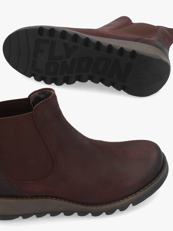 Fly London Salv Expresso Antique Leather Wedge Chelsea Boots
