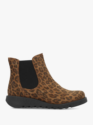 Salv Leopard Suede Wedge Chelsea Boots