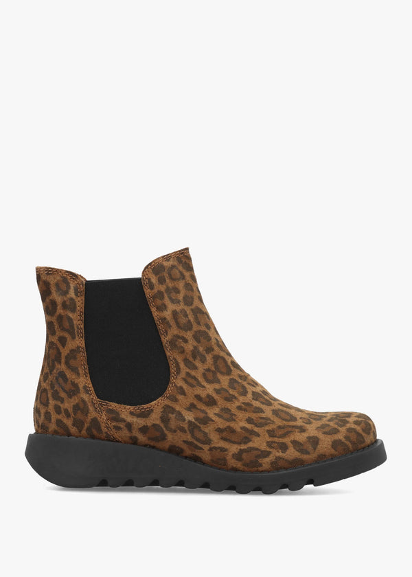 Salv Leopard Suede Wedge Chelsea Boots