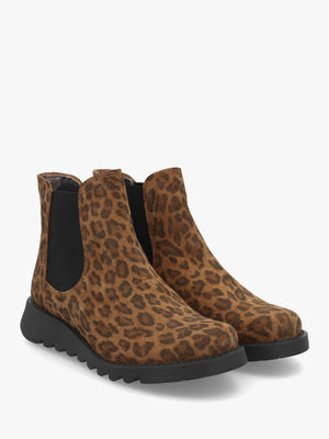Salv Leopard Suede Wedge Chelsea Boots