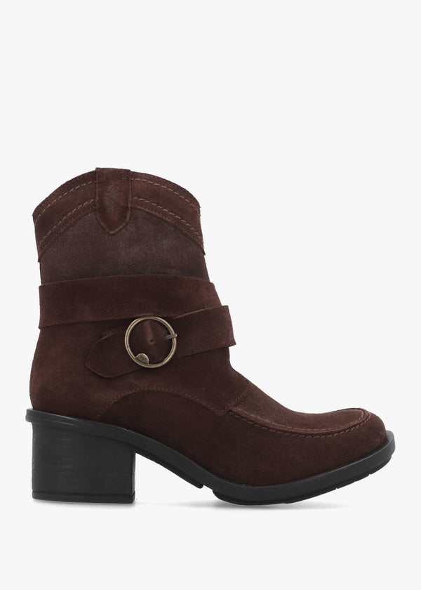 Celk Expresso Suede Block Heel Ankle Boots