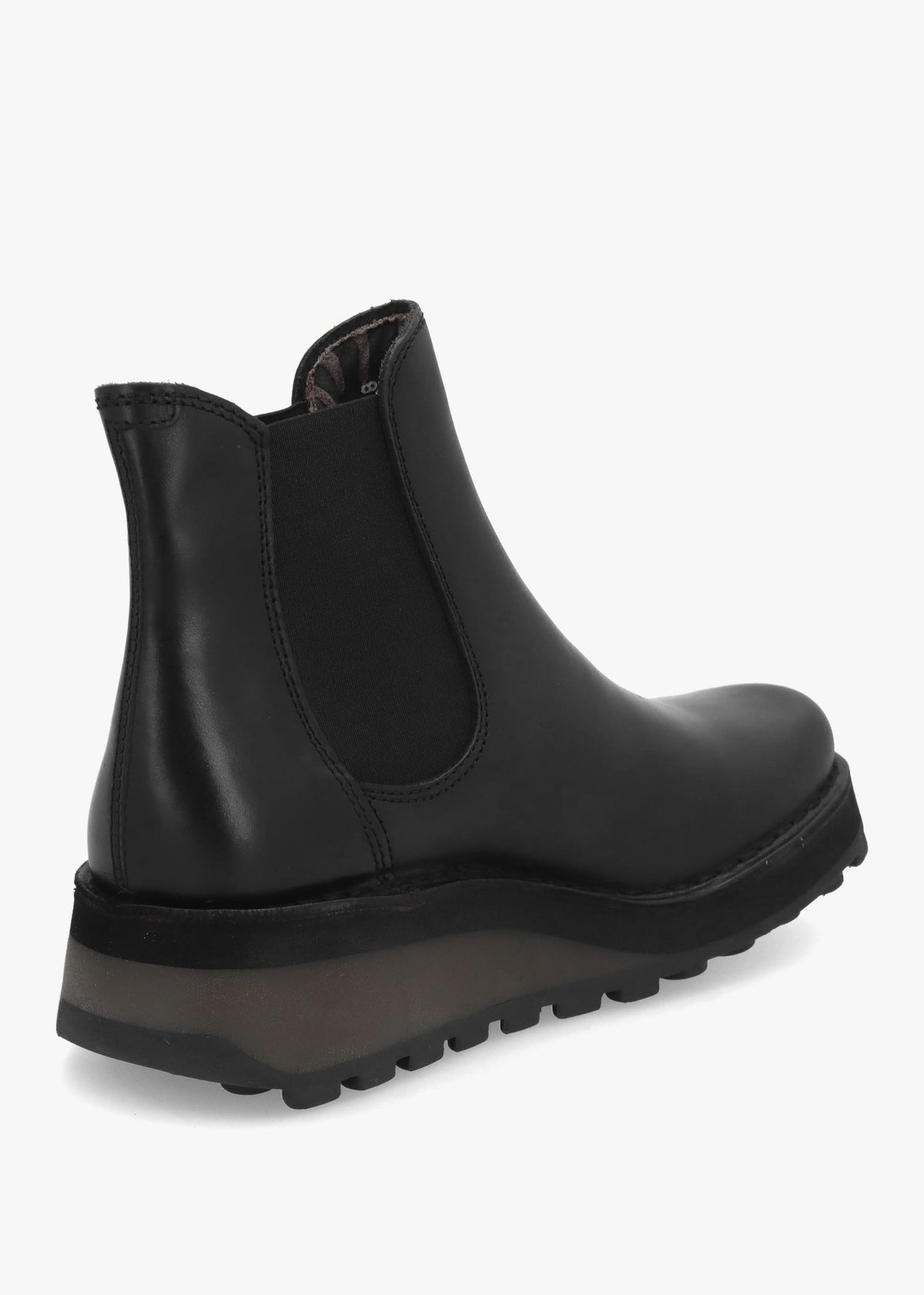 Huud Black Leather Low Wedge Chelsea Boots