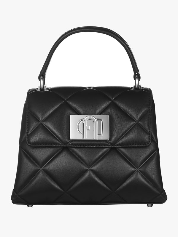 1927 Quilted Black Leather Mini Top Handle Bag