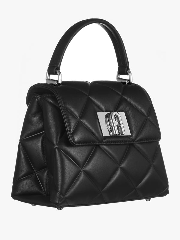 1927 Quilted Black Leather Mini Top Handle Bag