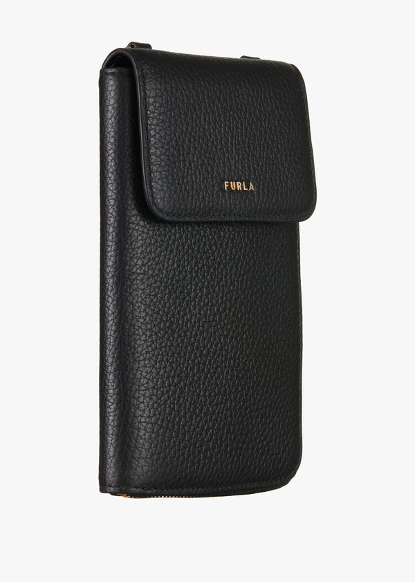 Babylon Black Leather Phone Case Wallet On A Strap