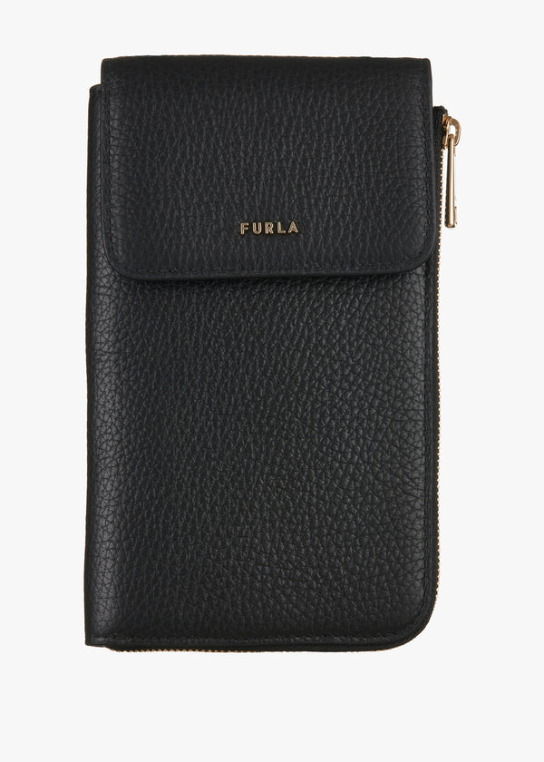 Babylon Black Leather Phone Case Wallet On A Strap