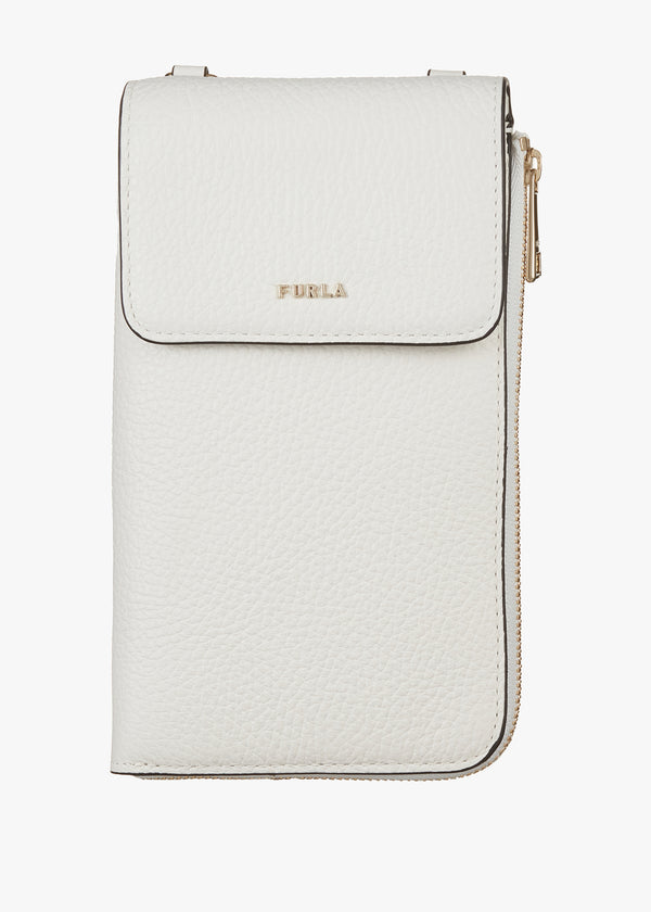 Babylon White Leather Phone Case Wallet On A Strap