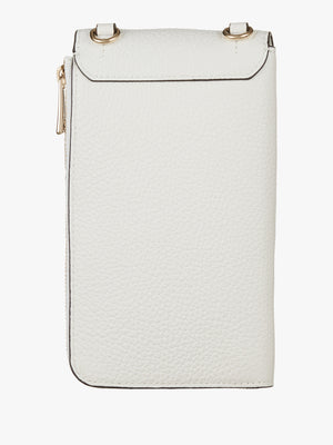 Babylon White Leather Phone Case Wallet On A Strap