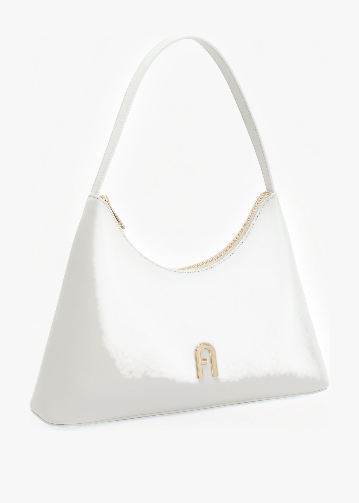 Diamante S White Leather Shoulder Bag