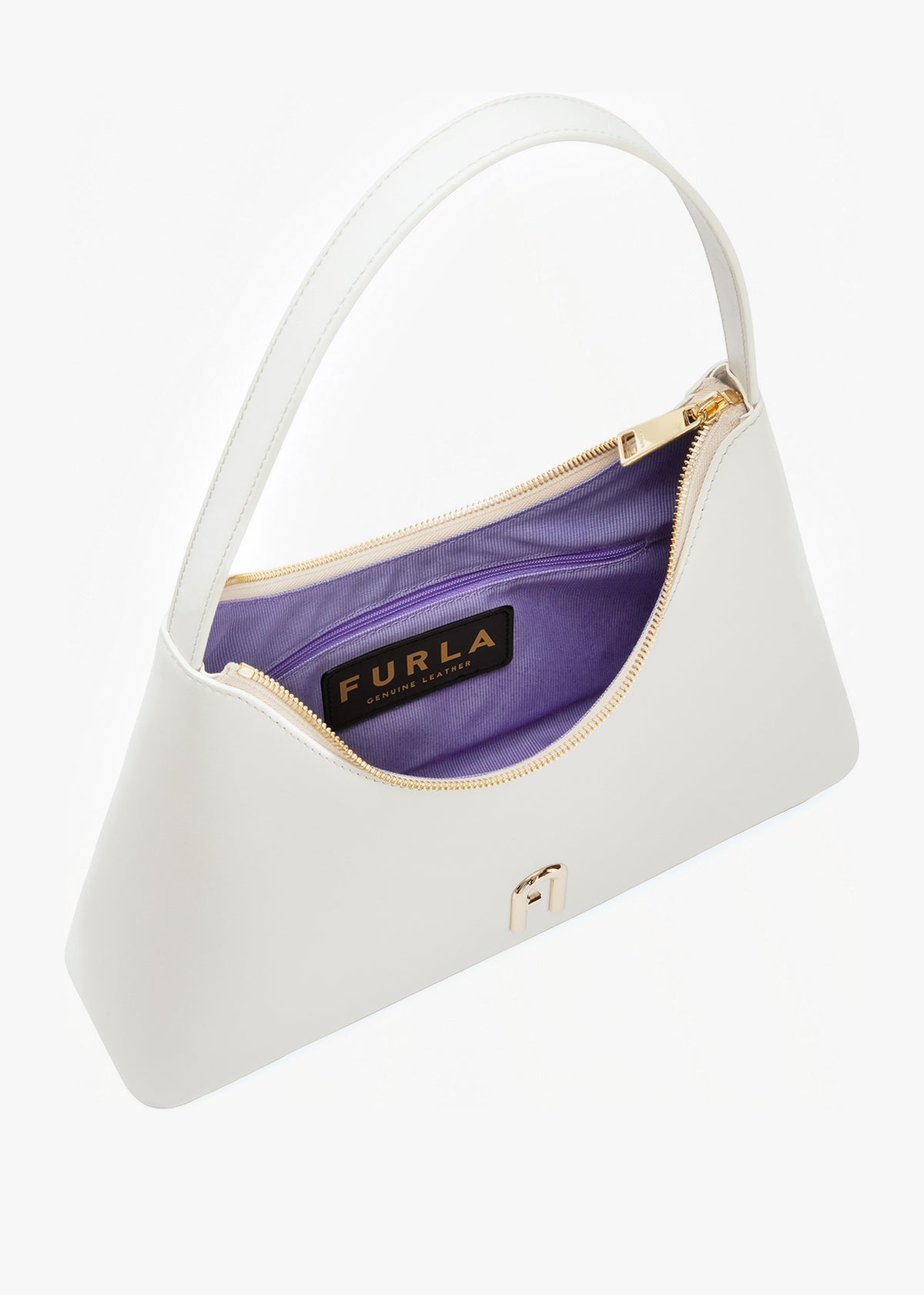 Diamante S White Leather Shoulder Bag