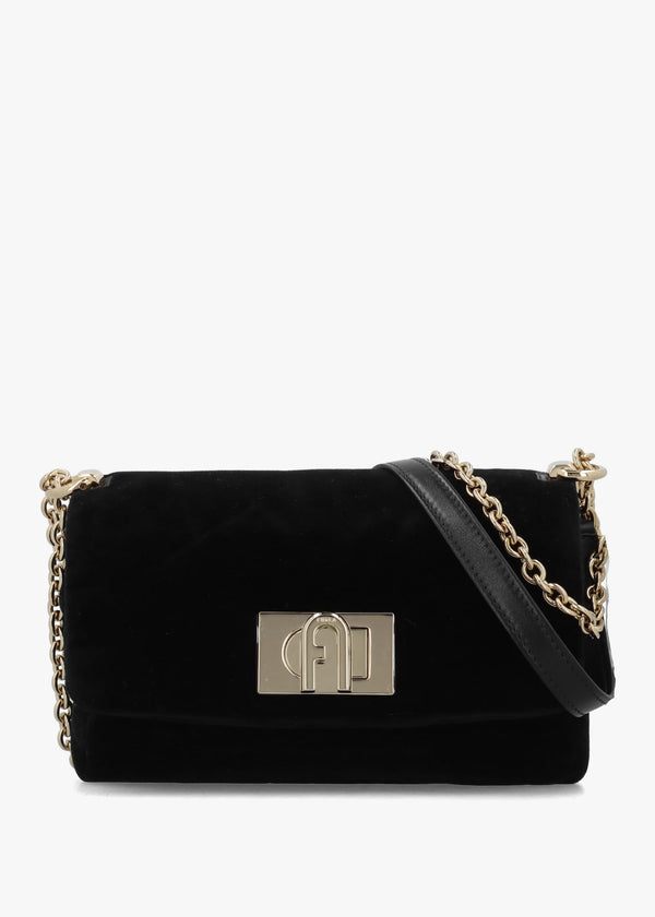Furla Mini 1927 20 Black Velvet Cross-Body Bag