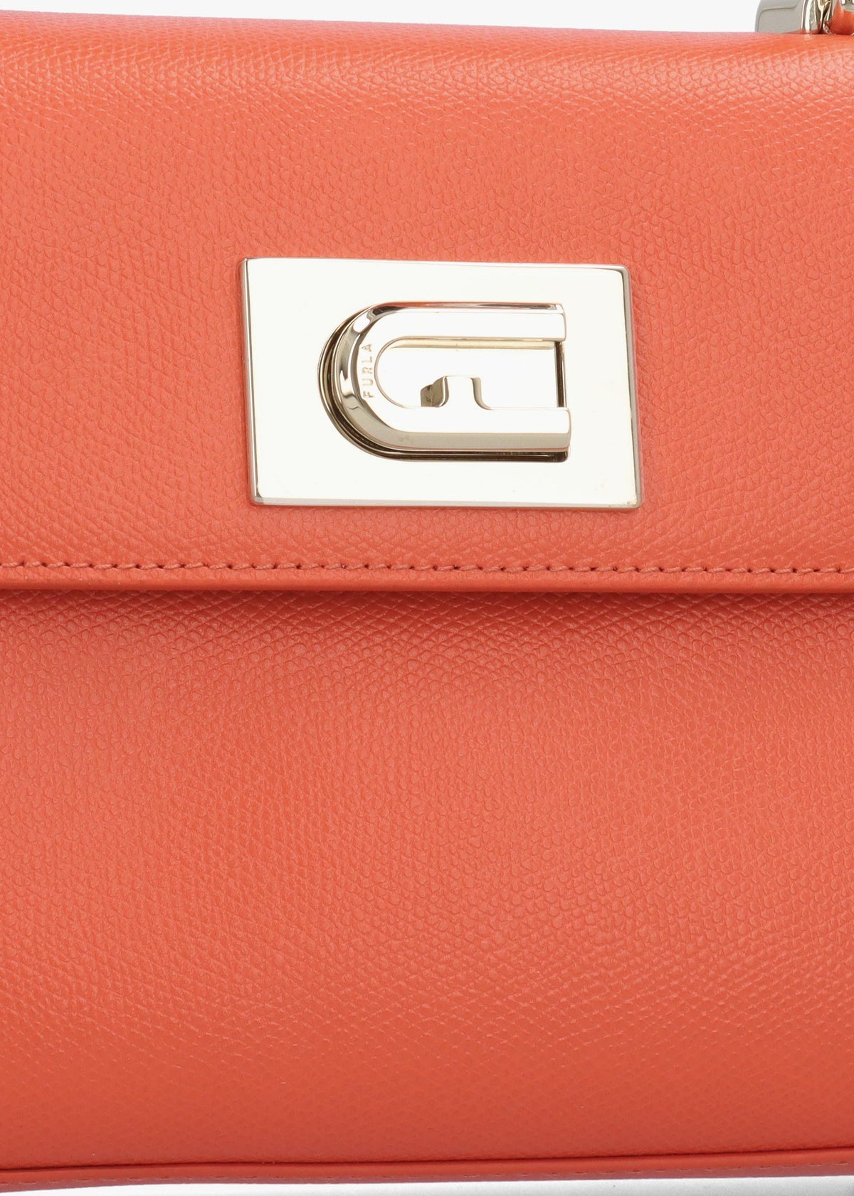 Furla Mini 1927 Orange Leather Top Handle Cross-Body Bag