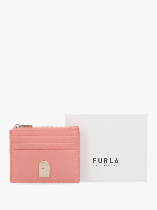 FURLA 1927 S CARD CASE W/ZIP - Pink Leather
