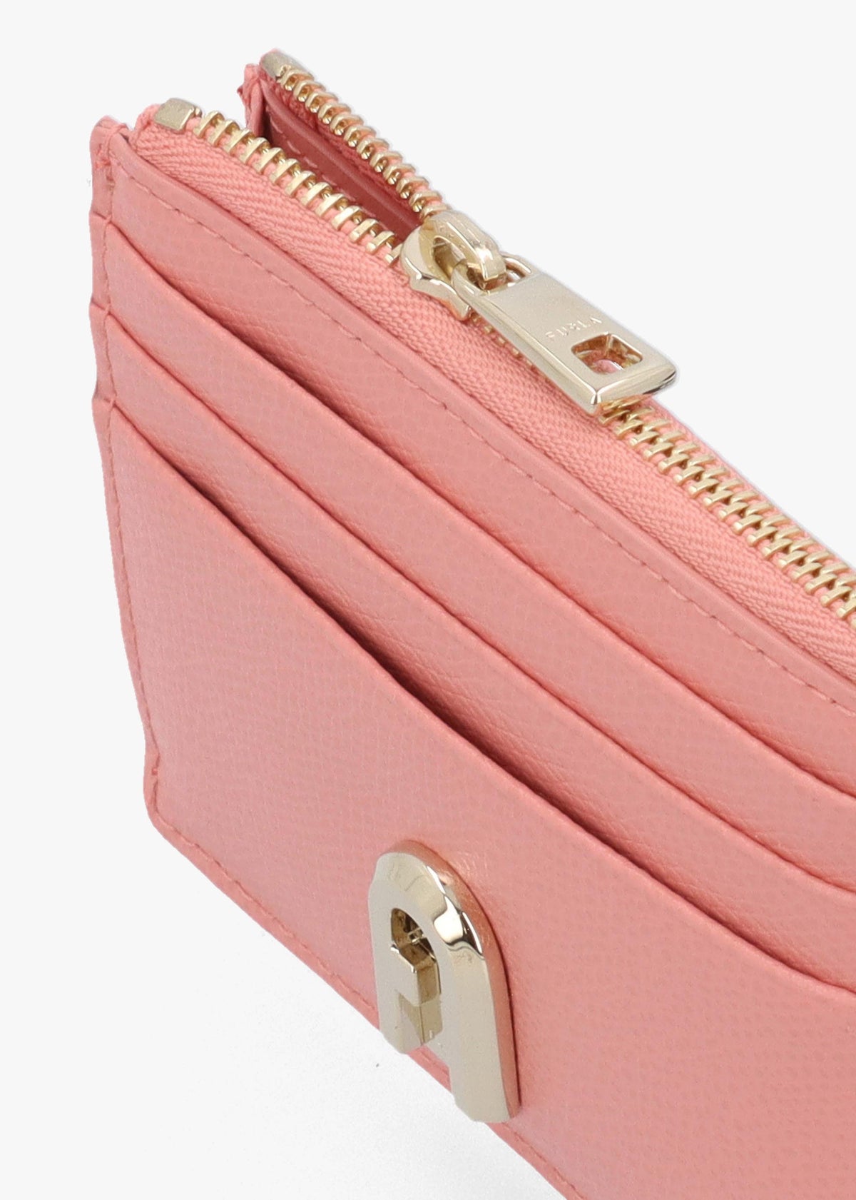 FURLA 1927 S CARD CASE W/ZIP - Pink Leather