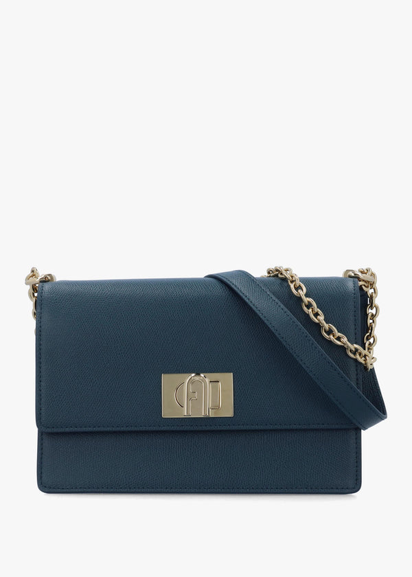 Furla Small 1927 24 Blue Leather Cross-Body Bag