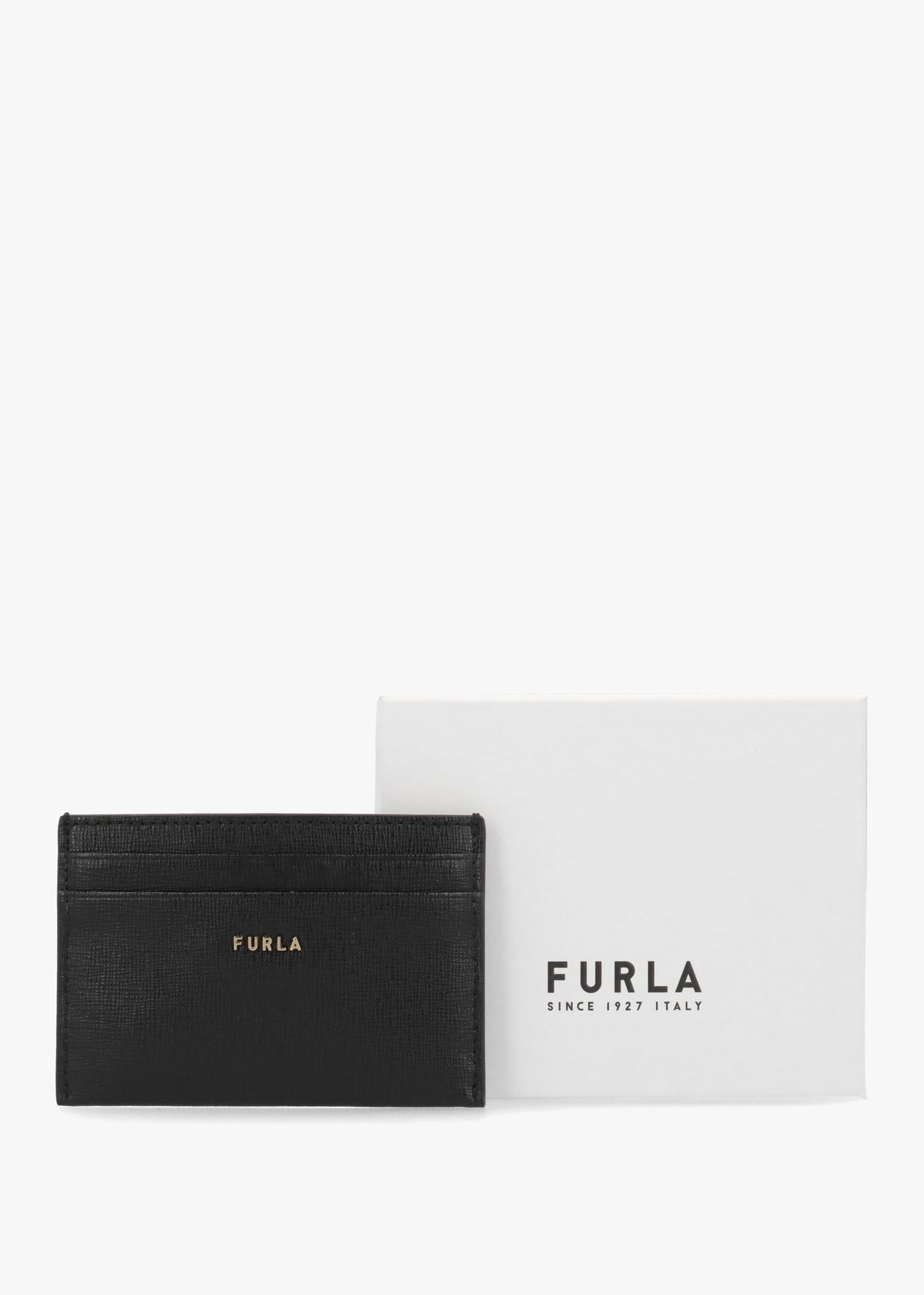 FURLA BABYLON S CARD CASE - Black Leather