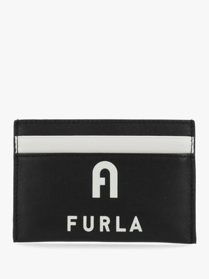FURLA Iris Black Leather Card Case