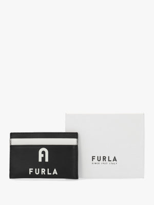 FURLA Iris Black Leather Card Case