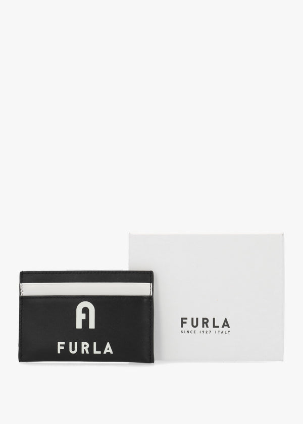 FURLA Iris Black Leather Card Case