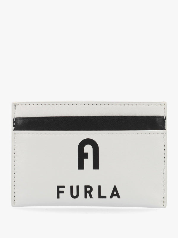 FURLA IRIS CARD CASE - White Leather