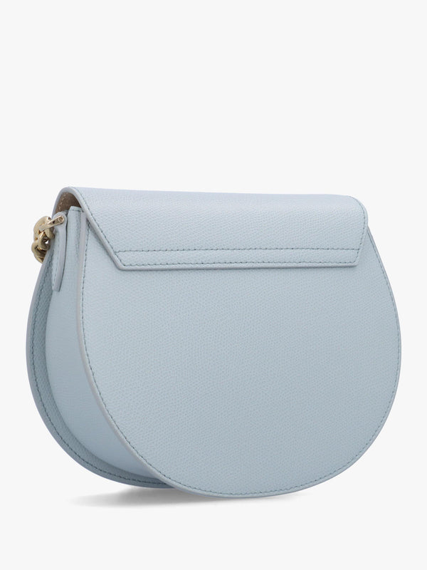 Furla Mini Metropolis Round Light Blue Leather Cross-Body Bag