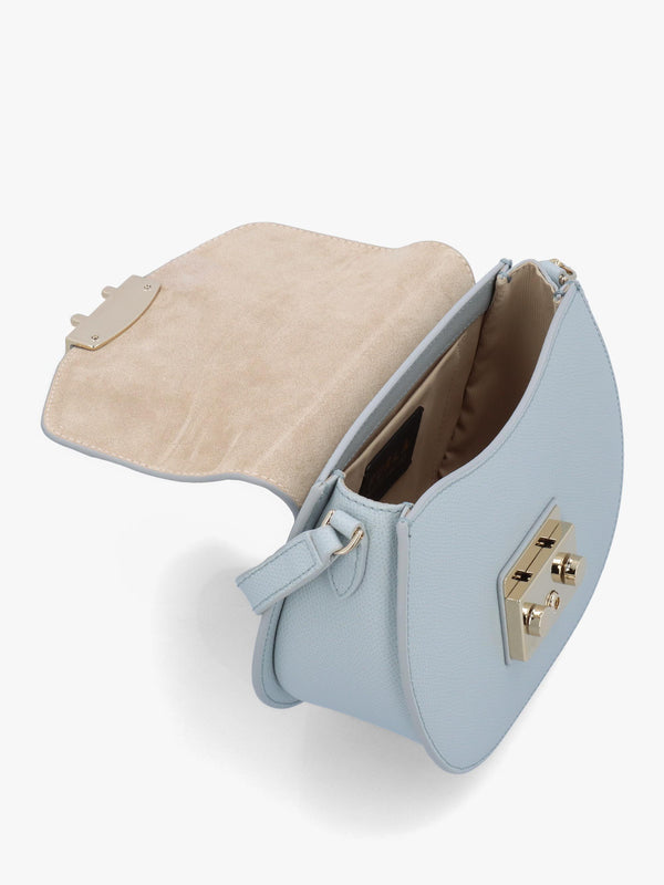Furla Mini Metropolis Round Light Blue Leather Cross-Body Bag