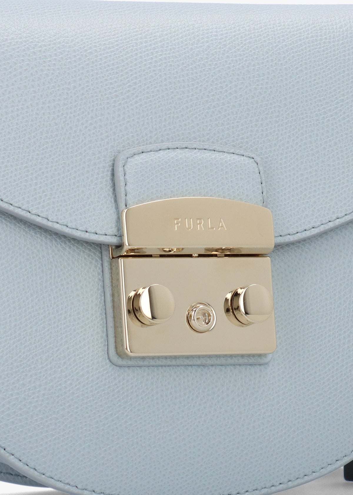 Furla Mini Metropolis Round Light Blue Leather Cross-Body Bag
