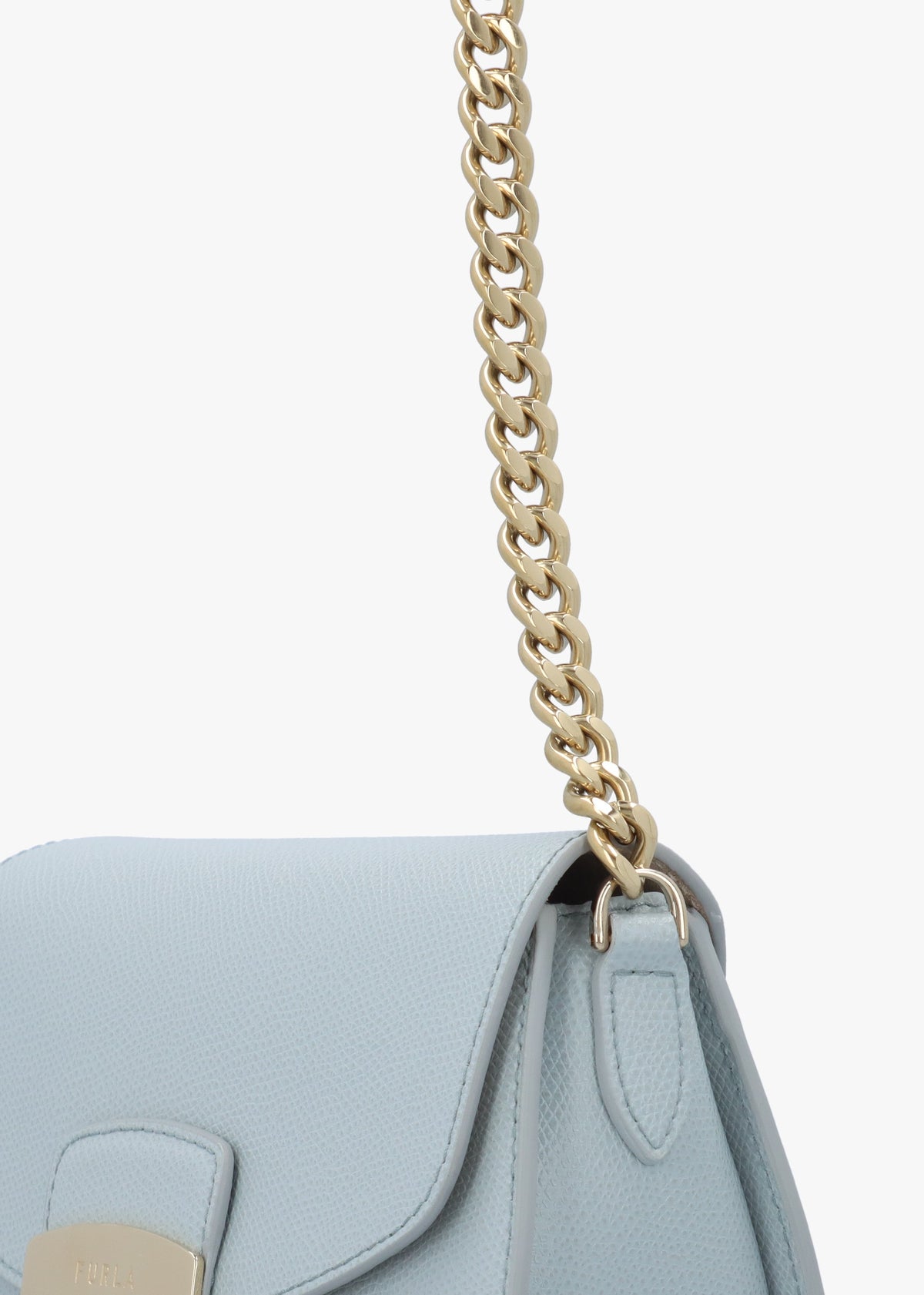 Furla Mini Metropolis Round Light Blue Leather Cross-Body Bag