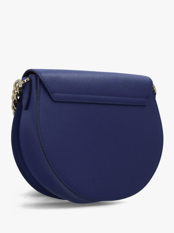 Furla Mini Metropolis Round Blue Leather Cross-Body Bag