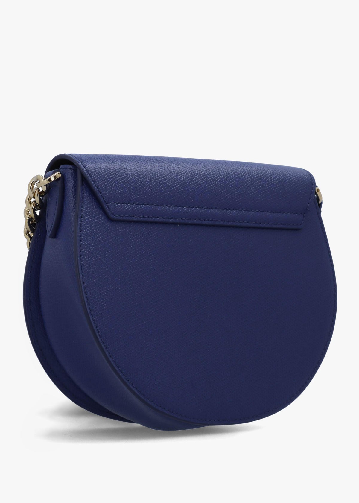 Furla Mini Metropolis Round Blue Leather Cross-Body Bag