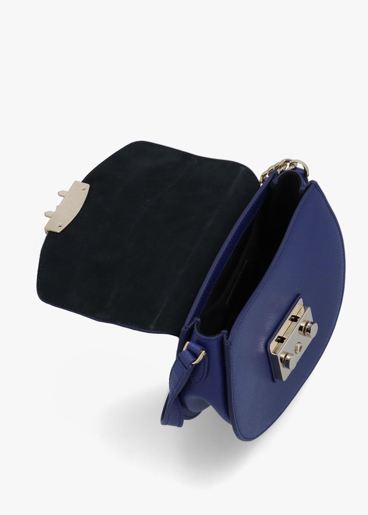 Furla Mini Metropolis Round Blue Leather Cross-Body Bag