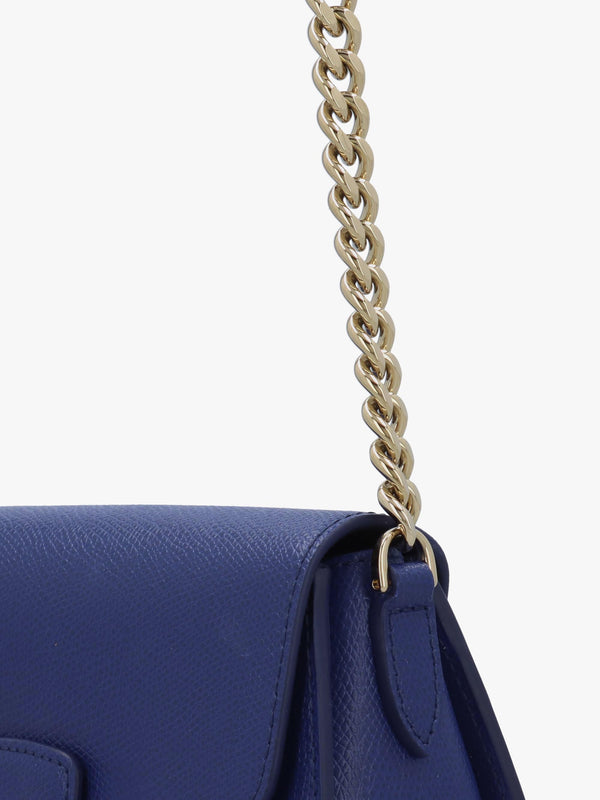 Furla Mini Metropolis Round Blue Leather Cross-Body Bag