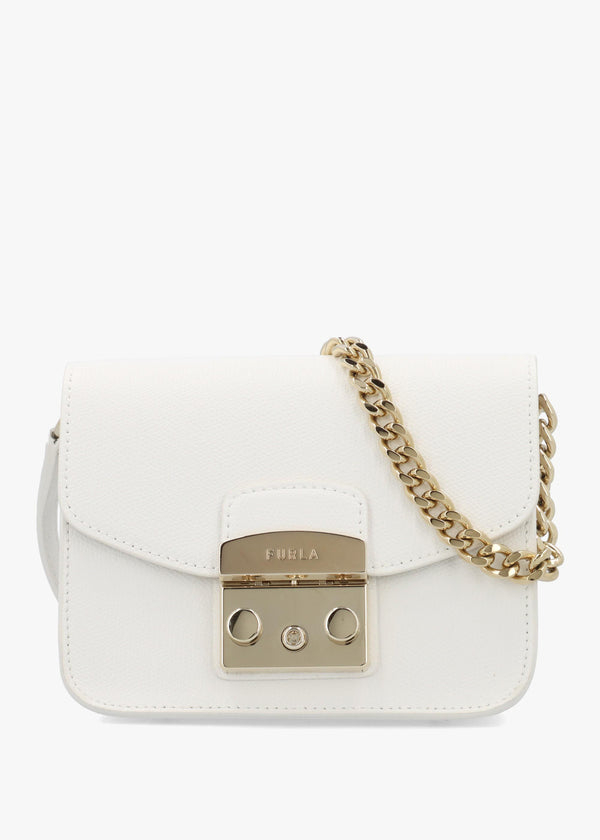 Furla Mini Metropolis White Leather Cross-Body Bag