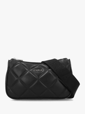 FURLA Moon Quilted Black Leather Shoulder Bag