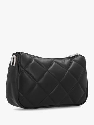 FURLA Moon Quilted Black Leather Shoulder Bag
