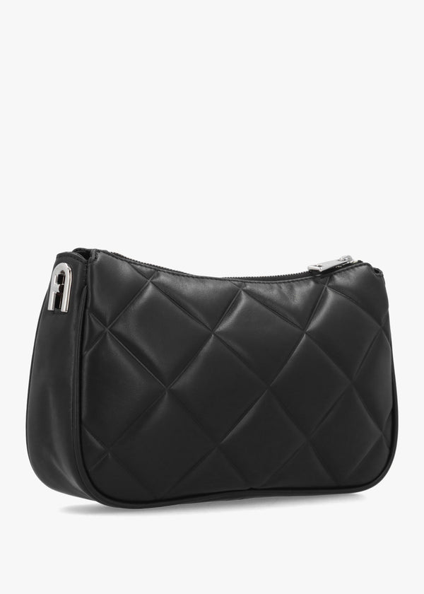 FURLA Moon Quilted Black Leather Shoulder Bag