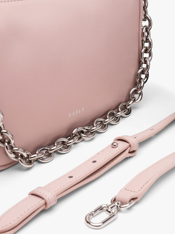 Moon Pink Leather Shoulder Bag