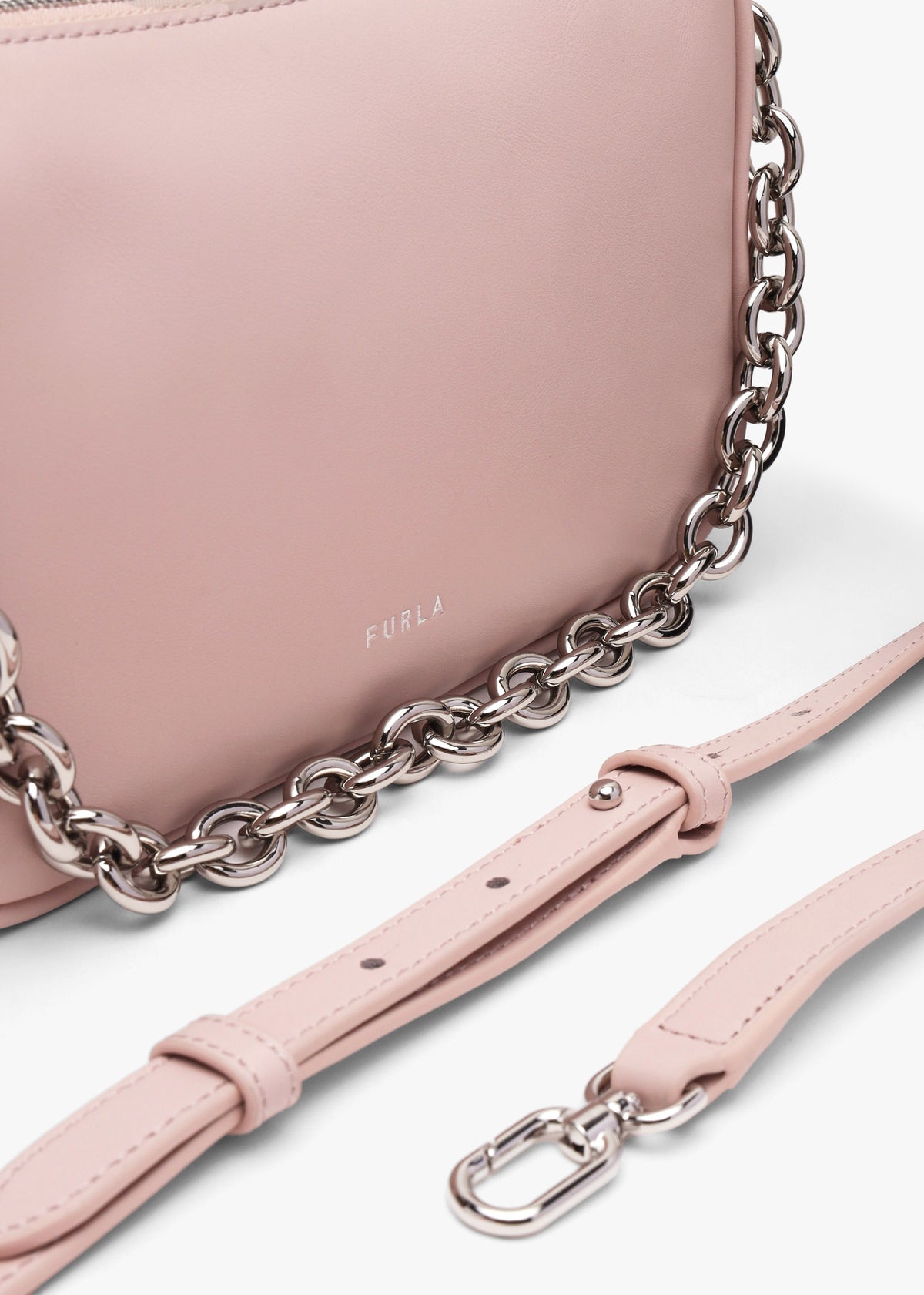 Moon Pink Leather Shoulder Bag