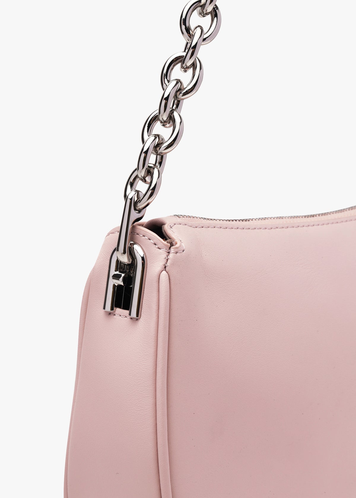 Moon Pink Leather Shoulder Bag